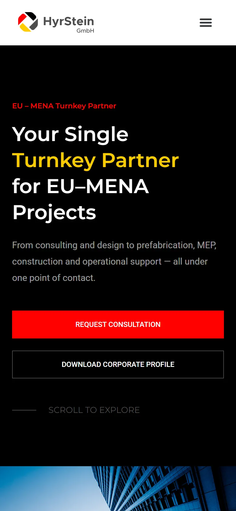 HyrStein homepage on mobile
