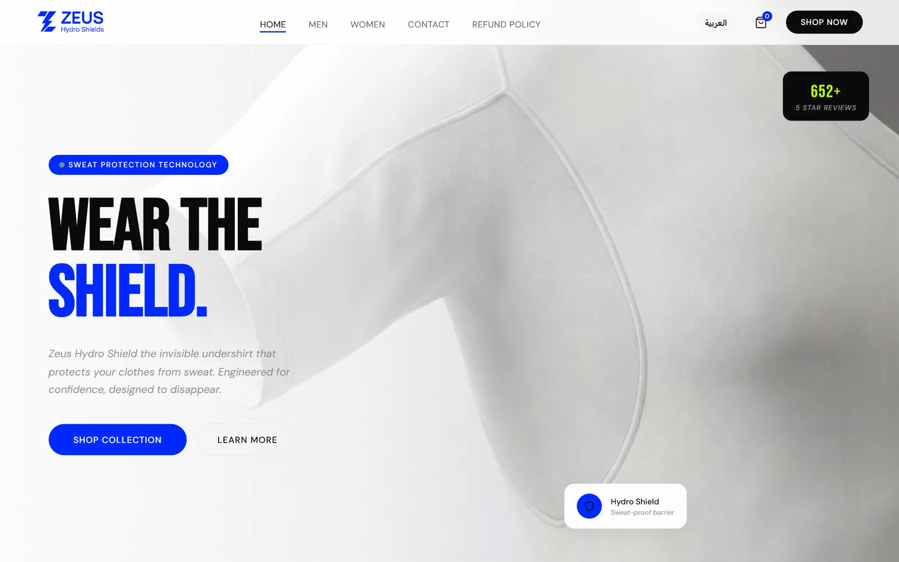 Zeus homepage in English